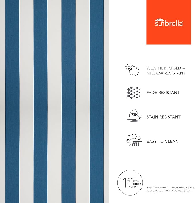 Sunbrella Outdoor Fabric by The Yard | Cabana Reggata (Striped) | Official Sunbrella Seller | Indoor or Outdoor Upholstery Fabric for Chairs, Cushions, Drapery, Pillows, Furniture