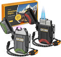 Lafagiet 2 Pack of USB-C Electric Lighter & Dual Torch Lighter Butane Gas refillable, Waterproof Windproof Lighters Multipack for Hiking, Camping, Outdoor Gear (NO Gas)