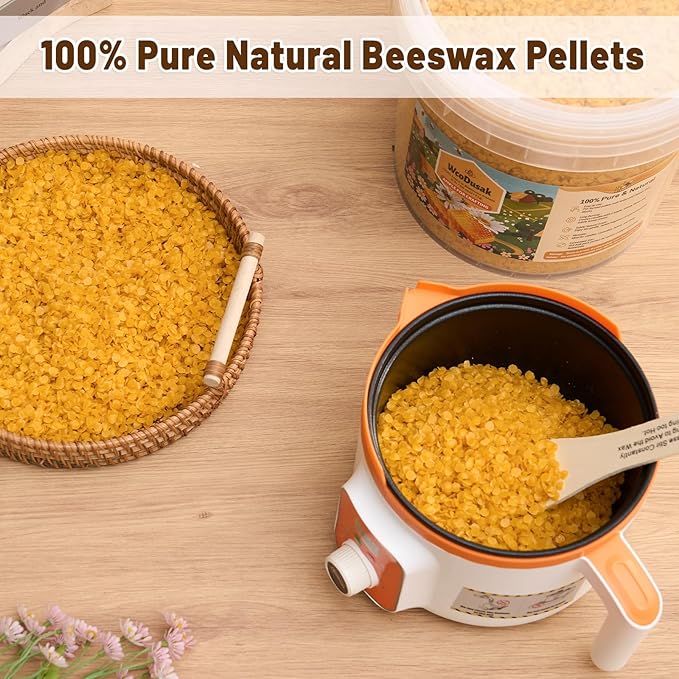 Beeswax for Candle Making, 6LB 100% Organic Beeswax Candle Making Kit with Digital Electric Wax Melter Pot, All-in-One DIY Bees Wax Candle Making Supplies Perfect for Large Batch & Home Crafting