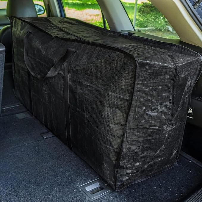 Large Moving Storage Bags Heavy Duty Woven Bags with Zipper & Handles for Clothes Blankets Travel (A-3PC)