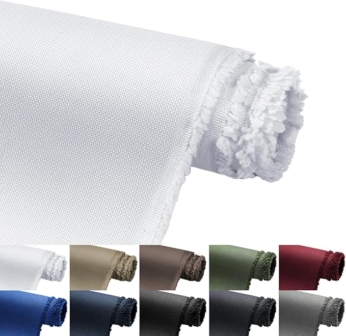 Waterproof Marine Canvas Fabric by The Yard 58" W 600D PVC Backing Water-Resistant Polyester Fabric Upholstery Material for Outdoor Indoor Marine Awning Tent Boat Furniture Cover DIY, 5 Yards White