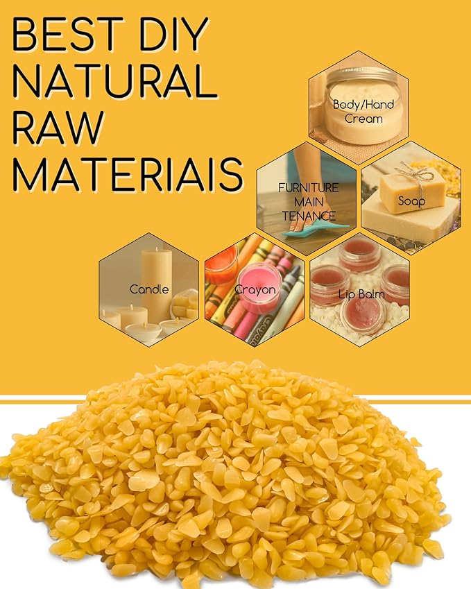TRINIDa Beeswax Pellets 2LB(32 oz), Organic Yellow Bees Wax for DIY Candles, Beeswax for Candle Making, Skin, Body, Face, and Hair Care, Lotions, DIY Creams, Lip Balm and Soap Making Supplies