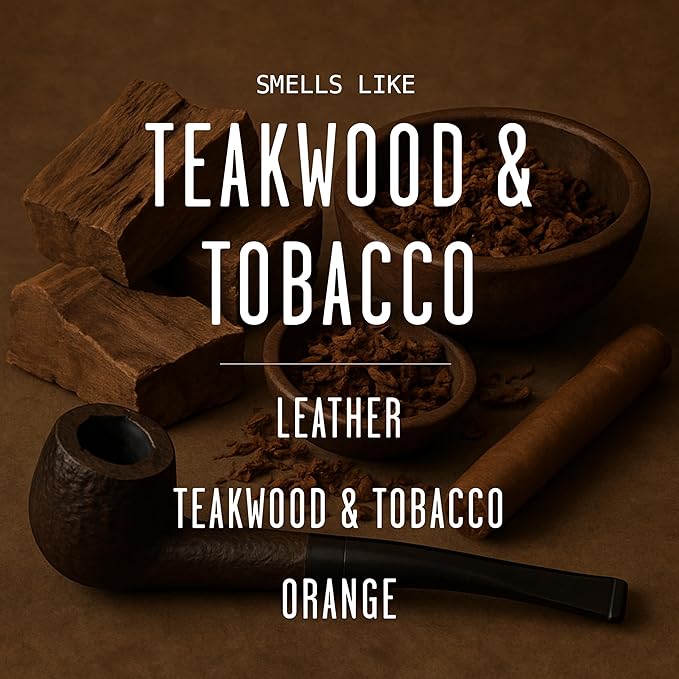 Teakwood & Tobacco Candle I Scented Black Candles for Men or Women - Teakwood, Tobacco & Orange Soy Wax Mens Candle - Infused w/Essential Oils | Long-Lasting 50Hr Burn, 9oz I Non Toxic I Made in USA