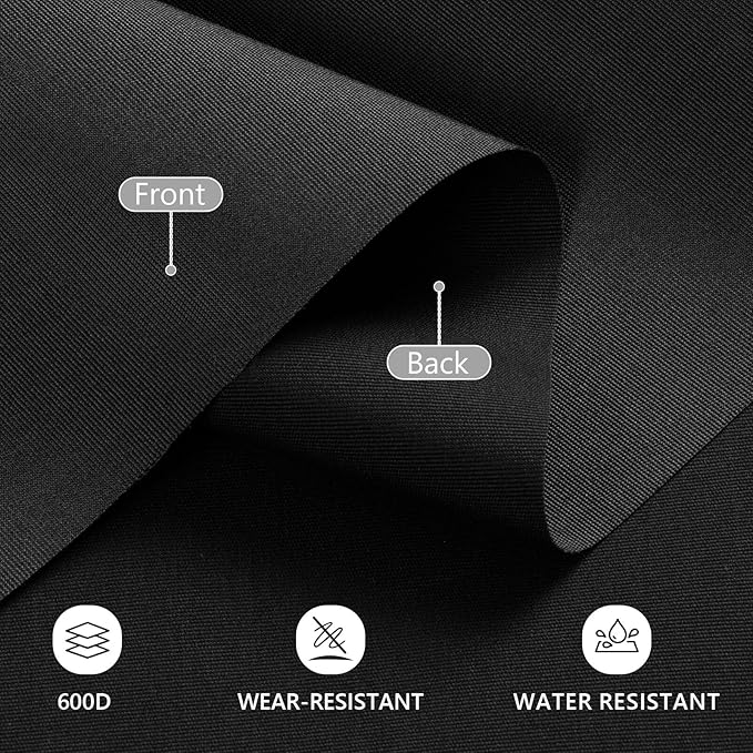 Waterproof Canvas Fabric by The Yard, 58inch 600D Upholstery Fabric Polyester Material Outdoor Water Resistant Material for Sewing Chair Patio Cushion Bag Sofa Seat Repair, 1 Yard Black