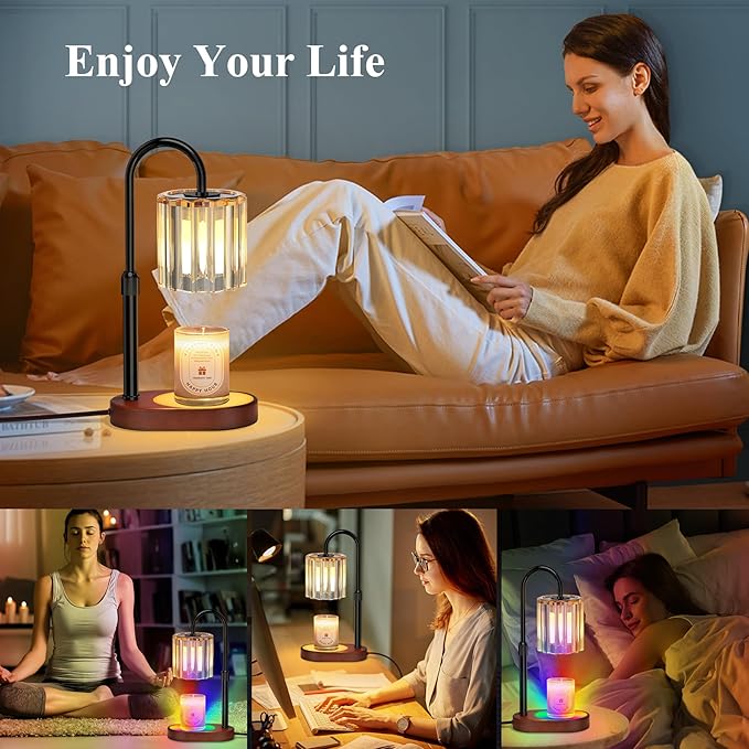 Lukasa Candle Warmer Lamp with Timer, with LED Color Lights, Dimmable, Adjustable Height, House Warming Gifts New Home Decor, Gifts for Women Mom for Birthday Mothers Day Thanksgiving Day Christmas