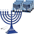 Zion Judaica 6 Pack Electric Hanukkah Menorah LED USB Powered Menorah Electronic Hanukkiah Battery Minorah Flamless Chanukah Candles (Blue, 6)