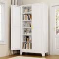 White Metal Storage Cabinet,75" Steel Cabinets for Home Office, Kitchen Pantry Storage Cabinet with Doors and 5 Adjustable Shelves, Tool Cabinets, for Office, Home, Garage, School, 36" W