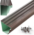 5" Gutter Guards Leaf Protection, Domestic Aluminum Gutter Covers 5 Inch (100 Feet, Royal Brown)