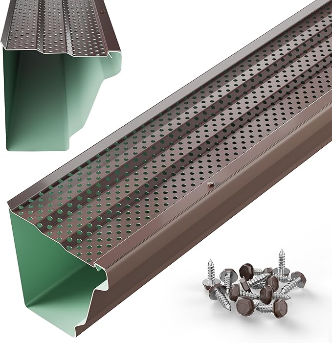 5" Gutter Guards Leaf Protection, Domestic Aluminum Gutter Covers 5 Inch (100 Feet, Royal Brown)