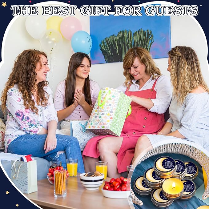 MTLEE 50 Pcs Over The Moon Baby Shower Candles Over The Moon Baby Shower Favors Gift Travel Tin Candle Aromatherapy Favors(Blue)