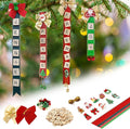 Christmas Ornaments Tree Decorations Personalized Crafts for Adults Kit DIY Ribbon Letter Tiles Bells Rustic Stockings Name Tags Hanging Xmas Decor for Gifts Wreath Holiday(Red & Green)