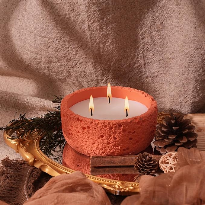 Viyffo 20oz Large 3 Wick Warm Orange Scented Candle – Vanilla Spice Romance, Non Toxic Soy Candle for Women, Matte Ceramic Jar, Luxury Home Fragrance, Elegant Décor & Premium Valentines Day Gift