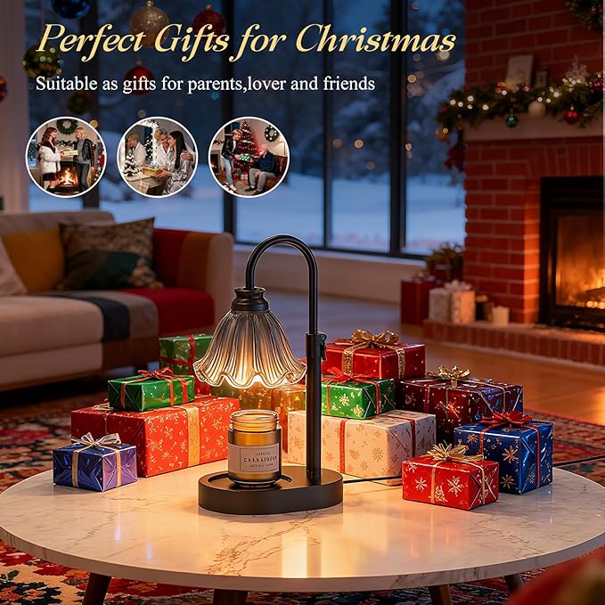 Candle Warmer Lamp with Timer & Dimmable 4-Level Brightness - Adjustable Height,for New Home Bedroom, Gifts for Women(Black 2)