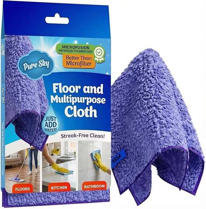 Pure-Sky Magic Deep Clean Cleaning Cloth – JUST ADD Water No Detergents Needed - Multipurpose Ultra Microfiber Cloth - Stick-Attachable for Mop, or as Handheld Microfiber Towels to Clean Any Surfaces