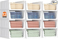 Lifewit 12 Pack Stackable Closet Organizers and Storage Basket for Clothes, Plastic Sweater Storage Bins for Wardrobe, Multifunctional Pants Organizer for RV, Pantry, Bathroom, Kitchen, Dorm, 24L