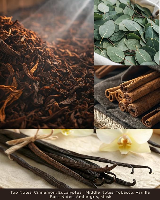 Tobacco Vanilla Scented Candles - 100% Natural Soy Wax - Large 3 Wick Jar Candle - Up to 50 Hours Burning Time - Candles for Home - Gift-Ready Candle for Men & Women - Aromatherapy