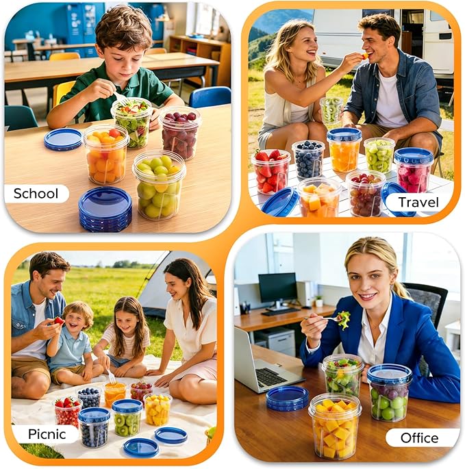 HOMETALL Freezer Storage Containers, [6 Pack- 33/24/17 OZ] Airtight Plastic Food Storage Containers with Twist Top Lids, Soup, Meal Prep Containers | BPA Free | Stackable | Leakproof | Microwave Safe