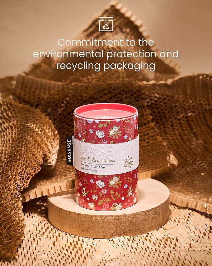 M&SENSE Spring Candle 11.3 oz,Fresh Rose Berries Scented Candle, Non-Toxin Soy Wax for Home Scented, Floral Candles Gift for Women, Up to 70 Hours Burning Long-Lasting Fragrance