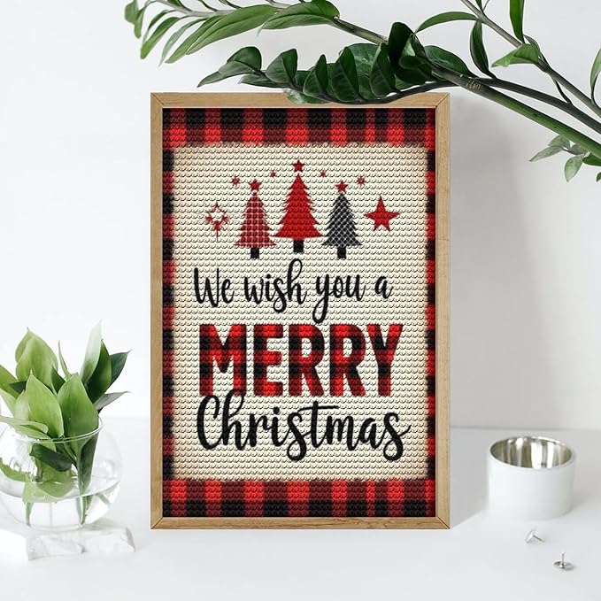 AIVKIEJK Diamond Painting Kits for Adults - Merry Christmas Welcome Painting DIY 5D Full Drill Diamond Dots Paintings with Diamonds Gem Art and Crafts Home Decor 8"x12"