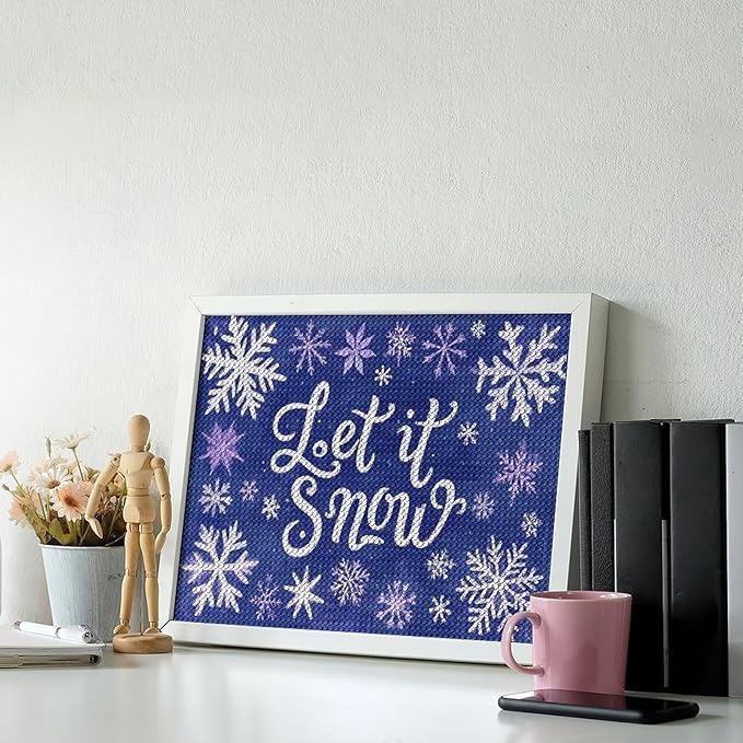 AIVKIEJK Diamond Painting Kits for Adults - Festive Snowflake Christmas Let It Snow Painting DIY 5D Full Drill Diamond Dots Paintings with Diamonds Gem Art and Crafts Home Decor 12"x16"