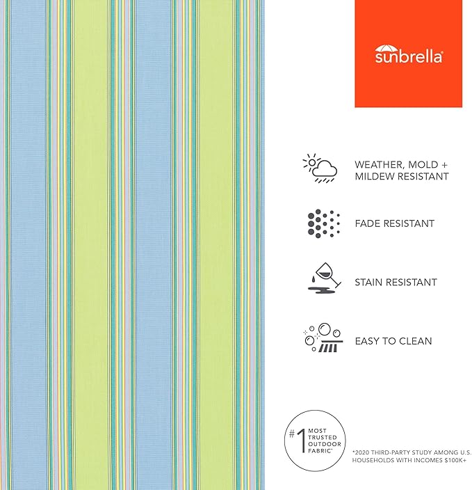 Sunbrella Outdoor Fabric by The Yard | Bravada Limelite (Striped) | Official Sunbrella Seller | Indoor or Outdoor Upholstery Fabric for Chairs, Cushions, Drapery, Pillows, Furniture