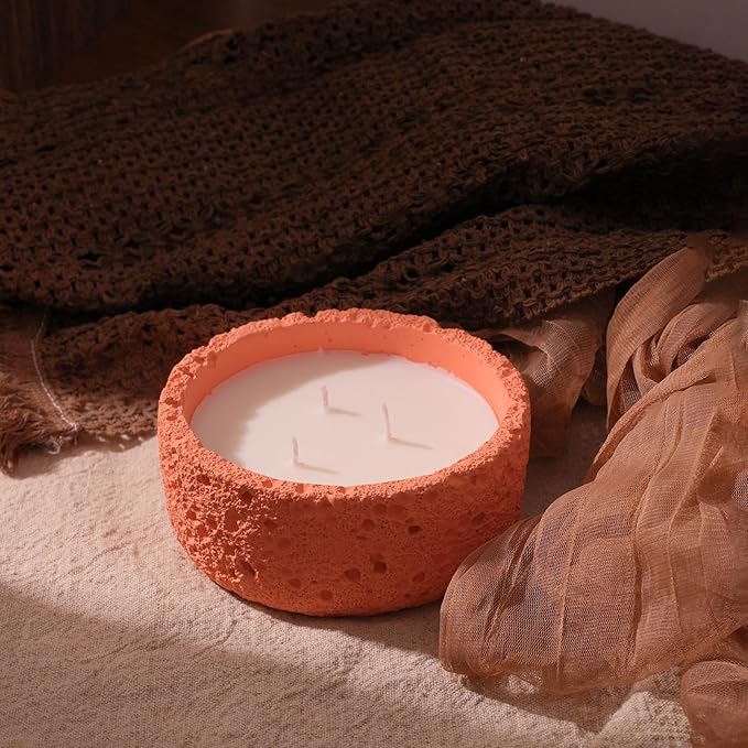 Viyffo 20oz Large 3 Wick Warm Orange Scented Candle – Vanilla Spice Romance, Non Toxic Soy Candle for Women, Matte Ceramic Jar, Luxury Home Fragrance, Elegant Décor & Premium Valentines Day Gift
