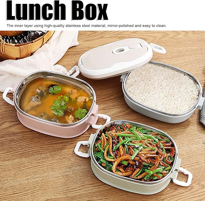 2700ml Lunch Box, 304 Stainless Steel Adult Lunch Containers Portable Leakproof Stackable Bento Box Food Storage for Office Outdoor Travel（3 Layer） (RXV123)