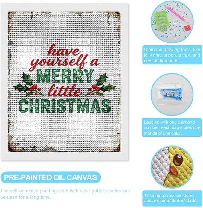 AIVKIEJK Diamond Painting Kits for Adults - Merry Christmas Santa Painting DIY 5D Full Drill Diamond Dots Paintings with Diamonds Gem Art and Crafts Home Decor 16"x20"