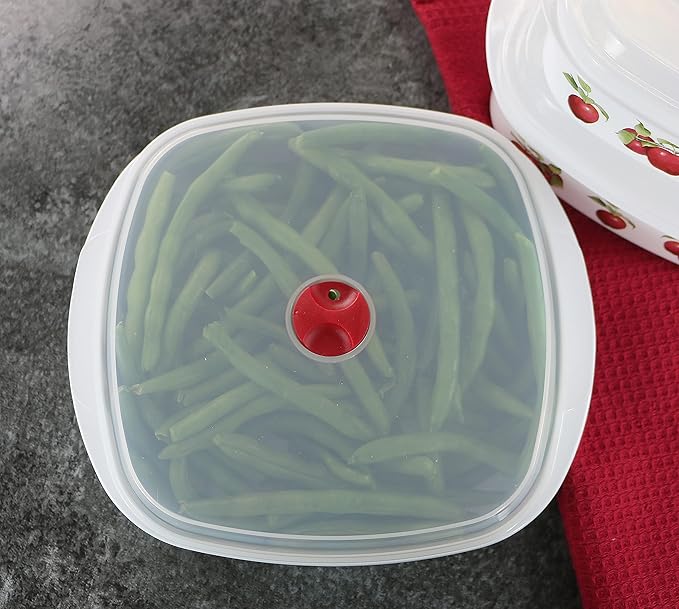 Reston Lloyd Nesting Microwave Containers, Set of 3, Adjustable Steam Vents, Airtight, Meal Prep, BPA-Free Plastic- Freezer & Dishwasher Safe, Cookware & Food Storage, Anyday Cookware, Harvest Apple