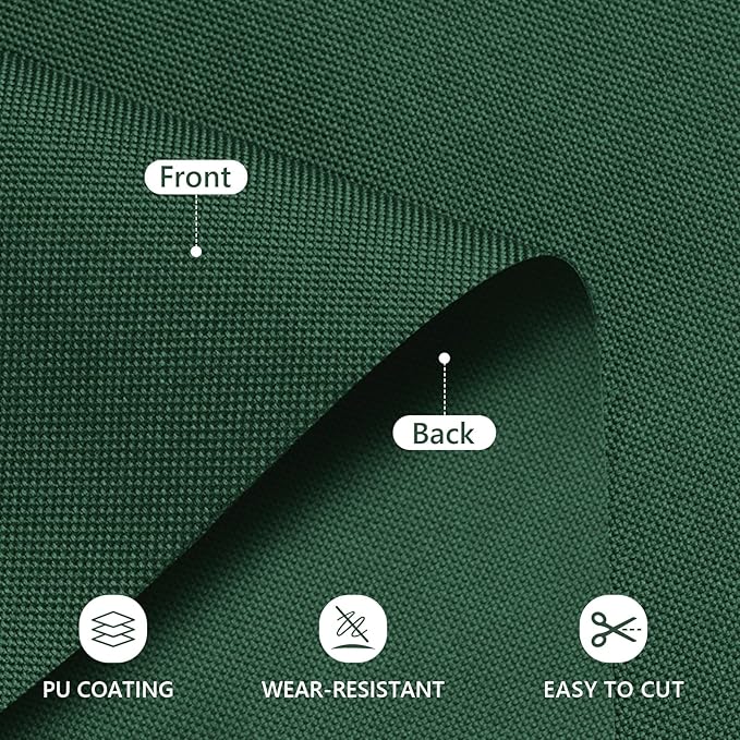 Waterproof Canvas Fabric by The Yard 58inch 600D Upholstery Material Polyester Fabric Outdoor Water Resistant Fabric for Sewing Chair Patio Cushion Purse Bag Interior, Pre Cut 3 Yard Green