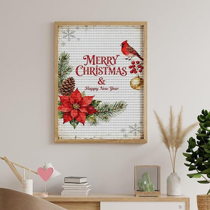 AIVKIEJK Diamond Painting Kits for Adults - Merry Christmas & Happy New Year Painting DIY 5D Full Drill Diamond Dots Paintings with Diamonds Gem Art and Crafts Home Decor 12"x16"