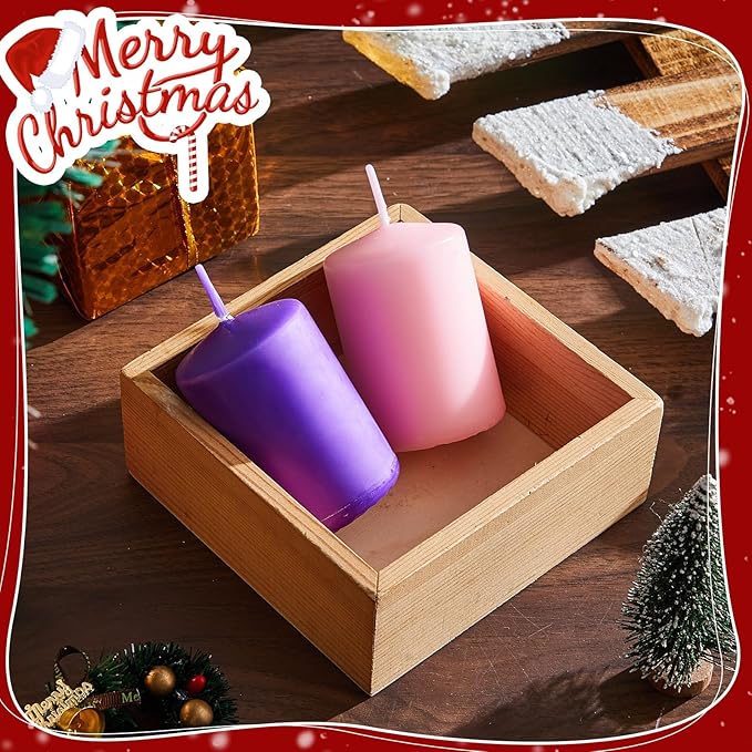 Amylove 8 Pcs 3 x 3 Inch Advent Pillar Candles Set Pink Purple Christmas Unscented Lasting Burning Church Candles for Advent Wreath Holiday Gifting