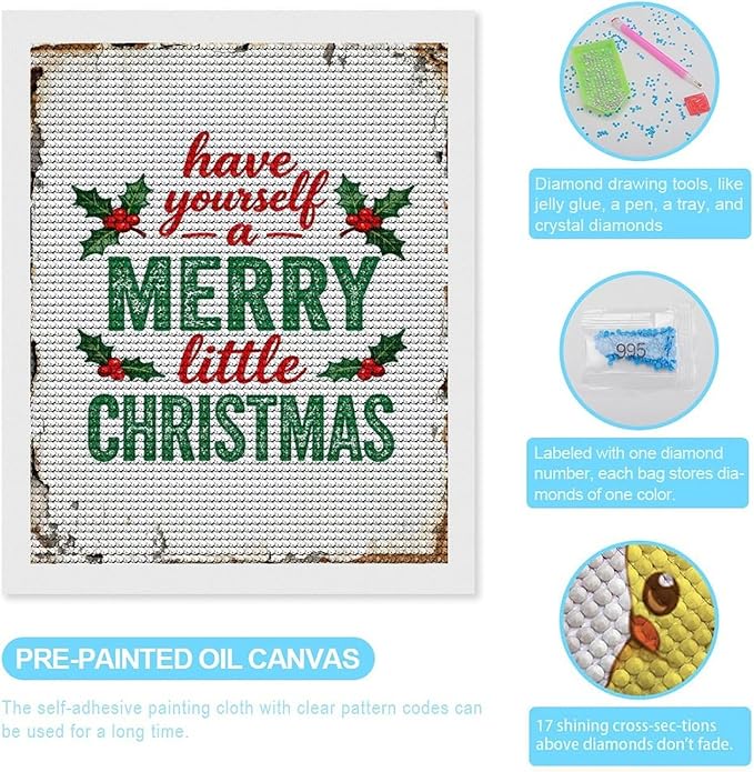 AIVKIEJK Diamond Painting Kits for Adults - Merry Christmas Santa Painting DIY 5D Full Drill Diamond Dots Paintings with Diamonds Gem Art and Crafts Home Decor 16"x20"