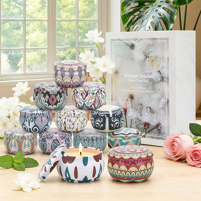 Scented Candles Gift Set, 12 Pack Home Fragrance - 300 Hour Long-Lasting Soy Wax, Lead-Free Cotton Wicks Aromatherapy Candles Gifts for Women, Candle Gifts for Birthday Mother's Day
