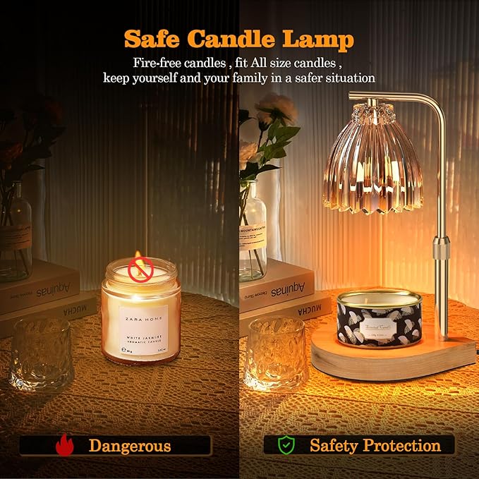 Birthday Gifts for Women Candle Warmer Lamp with Adjustable Height, Timer & Dimmer, Birthday Gifts for Women, Elegant Gift Box & Greeting Card, Candle Lamp with 2 Bulbs for Home Decor/Bedroom/Office