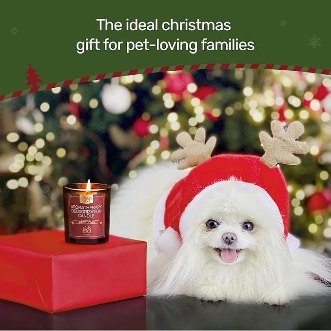 Odor Eliminating Candle, Berry Rum Scented Candle, Pet-Friendly Soy Candles for Christmas, 60 Hours, 7 oz