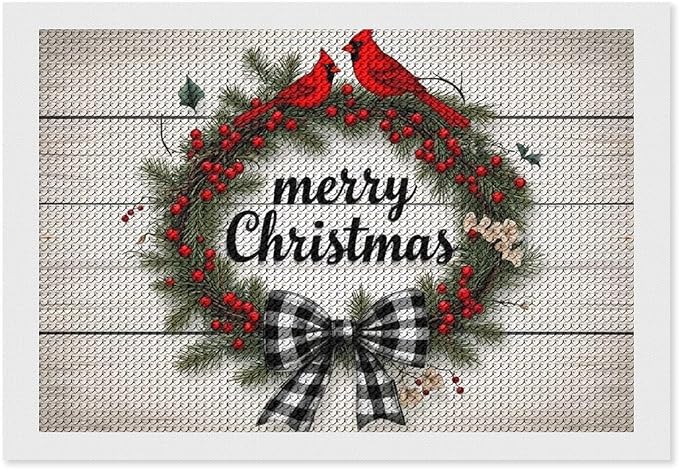 AIVKIEJK Diamond Painting Kits for Adults - Christmas Red Cardinal Birds Wreath Painting DIY 5D Full Drill Diamond Dots Paintings with Diamonds Gem Art and Crafts Home Decor 8"x12"