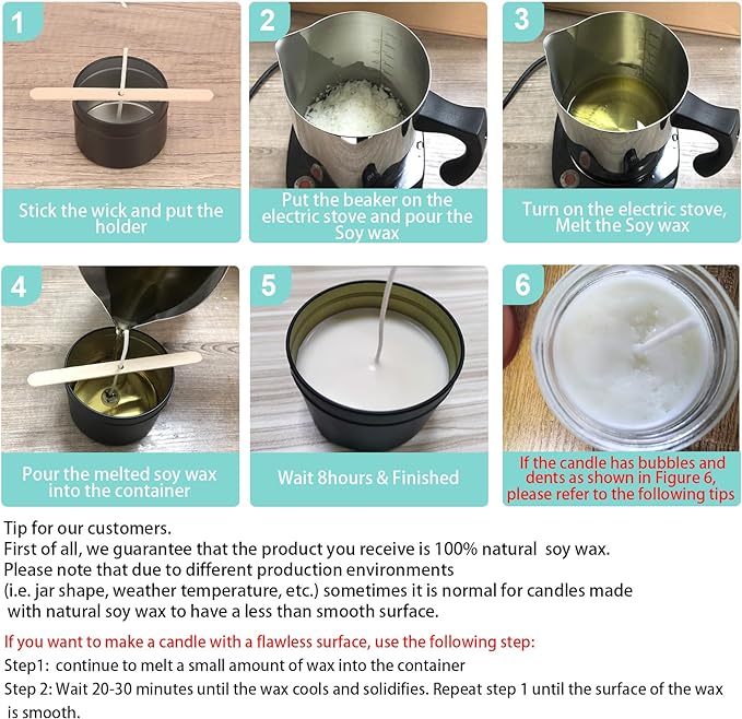 Soy Wax Candle Making Kit Supplies With Wax Melter, Natural Candle Wax For Candle Making, DIY Art&Crafts Kit for Adults,Beginner, Including 5lbs Soy Wax Flakes, Electric Stove,Candle Wick,Melting Pot