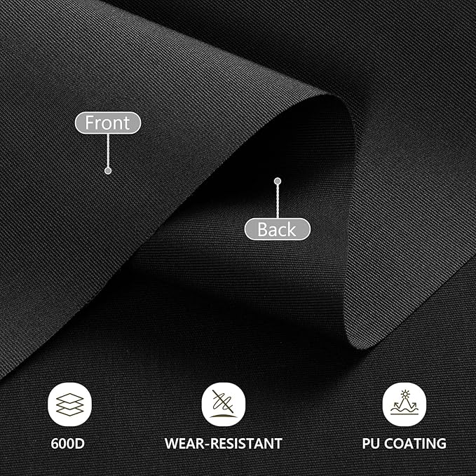 Waterproof Canvas Fabric by The Yard, 58inch 600D Upholstery Fabric Polyester Material Outdoor Water Resistant Material for Sewing Chair Patio Cushion Bag Sofa Seat Repair, 2 Yard Black