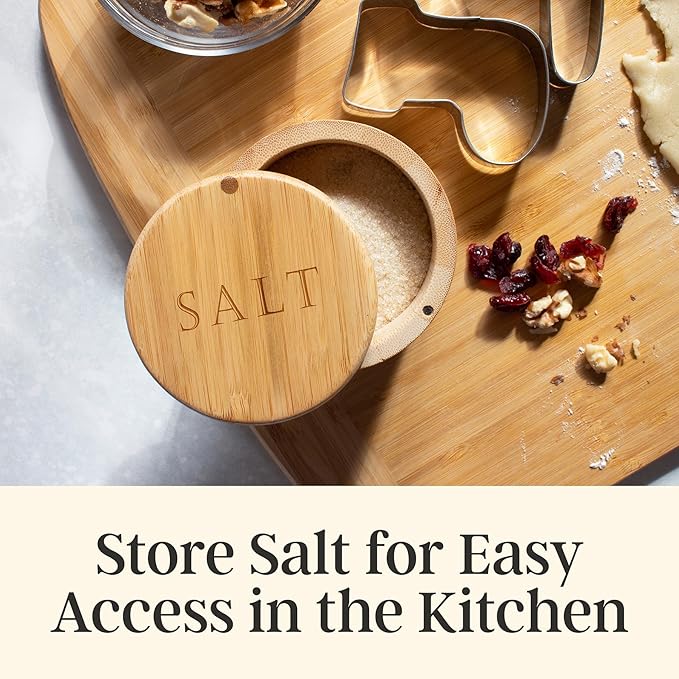 Totally Bamboo Salt Cellar – Wooden Salt Box with Magnetic Lid for Countertop Storage, 6 oz Capacity