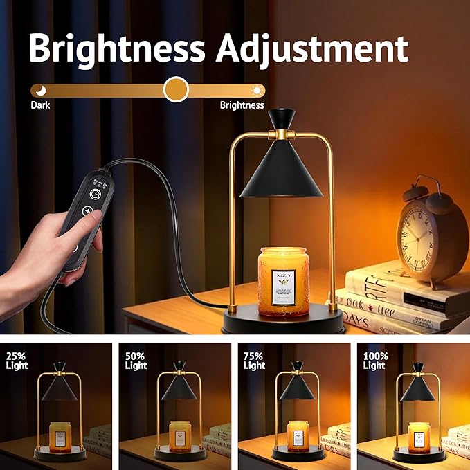 XJZJY Candle Warmer Lamp with Timer Dimmer,Unique Birthday Gifts for Women Mom,House Warming Gifts New Home Room Decor,Wax melt Warmer for Scented Wax Jar Candles,Black-Large