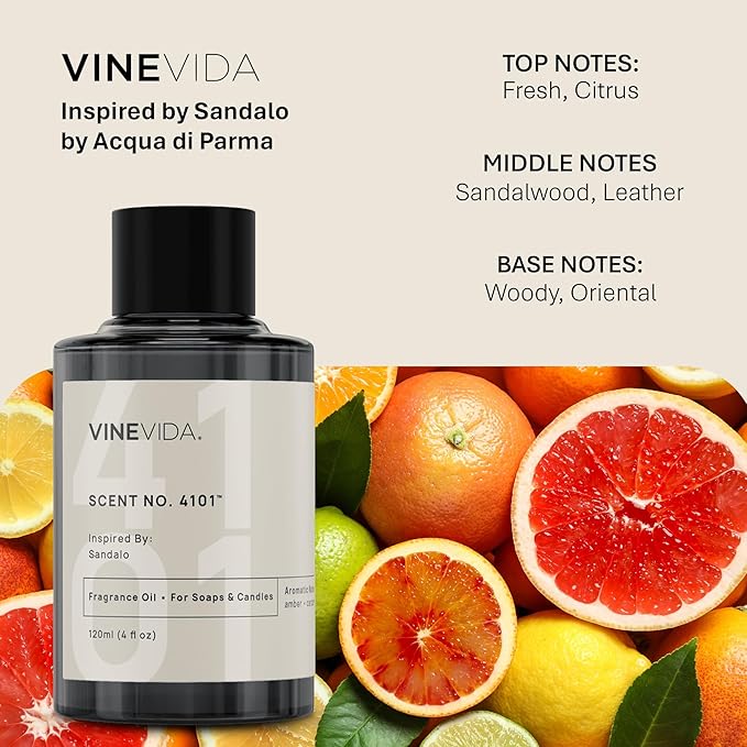VINEVIDA [32oz] Sandalo Fragrance Oil for Candle Making - Natural Candle Oil Scents - Soap Making Essential Oil - Made in USA