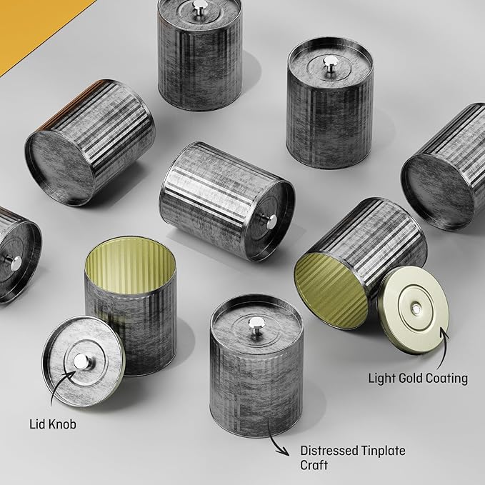 6 Pack (10oz Capacity Of Each) DIY Simple Empty Candle Tin Jar Making Kit | Village Style Durable And Drop Resistant | Family Handmade Candle Tins Can With Lids Gift For Family Parent Child Handicraft