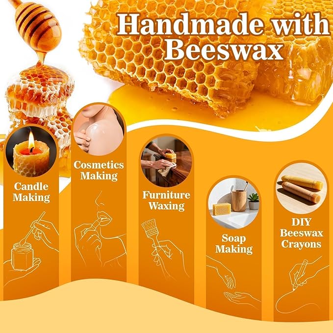 CARGEN Yellow Beeswax Pellets- 430g (0.95lb) Beeswax Pellets Triple-Filtered Natural Bees Wax Cosmetic Grade Bee Wax for DIY Candles Skin Care Lip Balm Soap