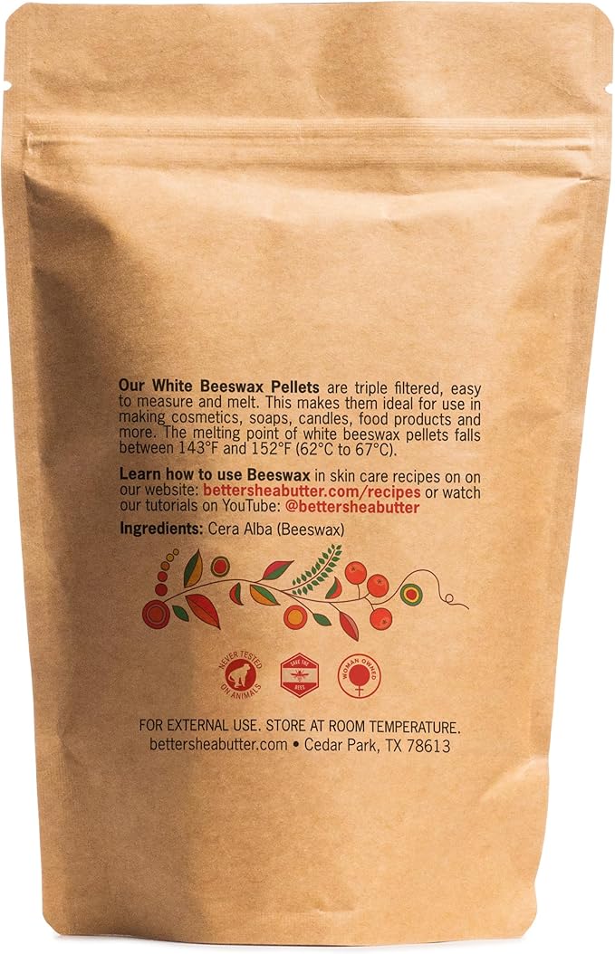 White Beeswax Pellets for Skin and Candle Making | Skin and Hair Beeswax for DIY | Moisturize and Protect Skin and Hair | Easy to Measure and Melt Beeswax Pastilles | 1 LB (16 oz)