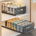 Pull Out Cabinet Organizer, 2 Pack Heavy Duty Slide Out Drawers Pantry Shelves Fixed With Strong Adhesive Glue and Handle for Kitchen, Living Room, Bathroom, Home (14.8" D X 9.6" W X 3.9" H)