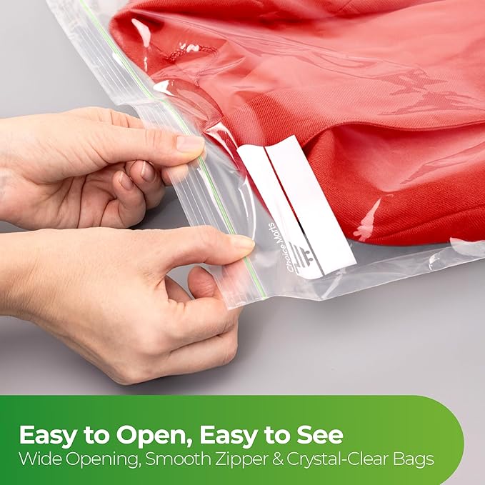 3 Gallon Storage Bags - 15 Count, Extra Strong And Super Durable, 2 Mil Thick, Leak-Proof Unique Zipper, Extra Large Storage Bags for Home & Travel