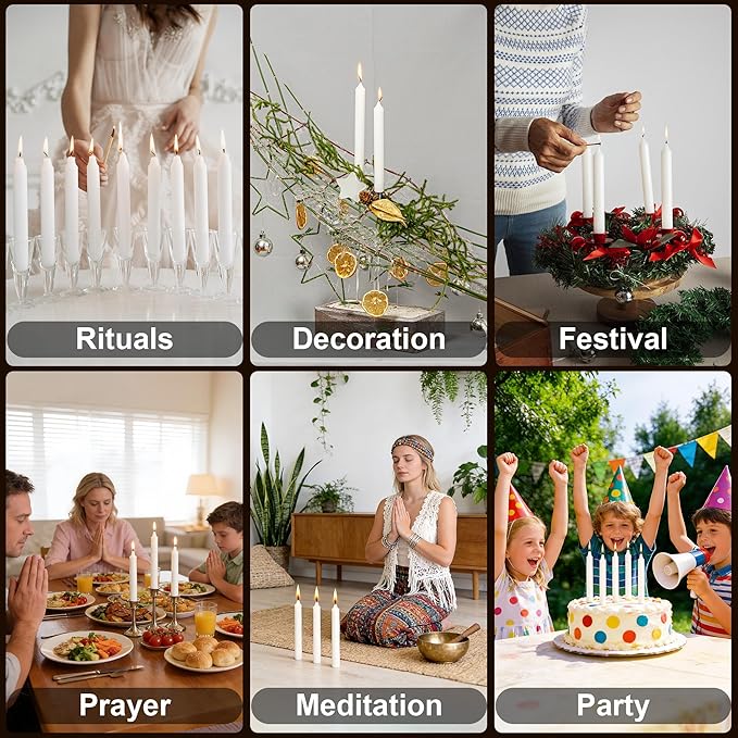 Viyffo 40 Pack White Chime Taper Candles, 4 Inch Mini Unscented Dripless Spell Candles, 1.5 Hour Burn Time for Rituals, Meditation, Prayer, Intention Setting, Altar & Home Décor
