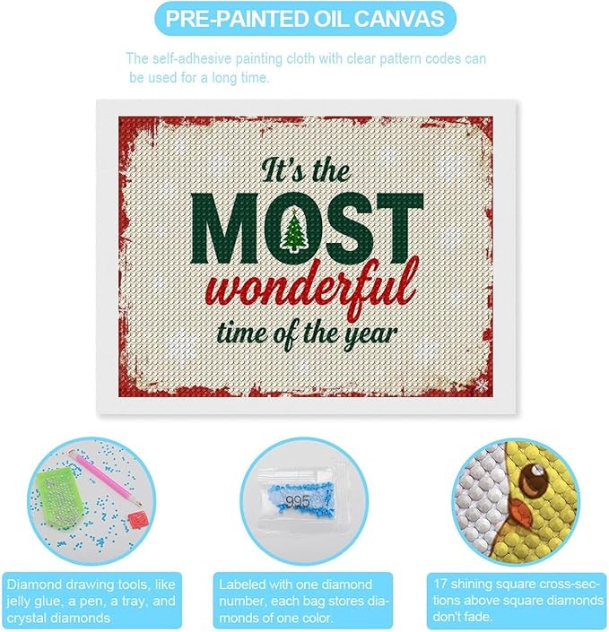 Diamond Painting Kits for Adults - Quote & Christmas Tree Humorous Most Wonderful Time of The Year Painting DIY 5D Full Drill Diamond Dots Paintings with Diamonds Gem Art And Crafts Home Decor 12"x16"