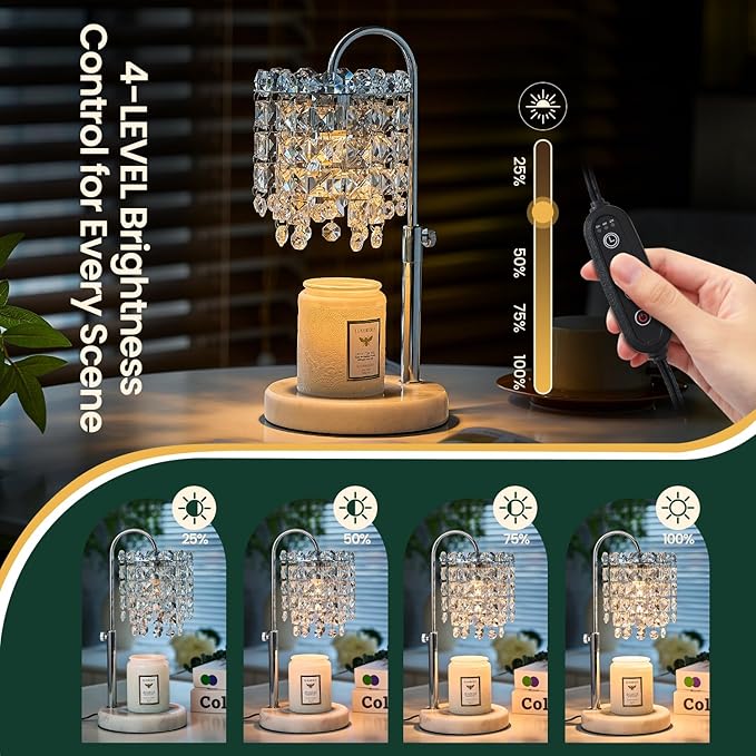 Candle Warmer Lamp with Timer Dimmer Adjustable Height for New Home Bedroom,Vintage Home Decor for Scented JaR 3 Bulbs for New Home Decor, Women Mom Christmas Birthday Gifts, Silver (Silver)